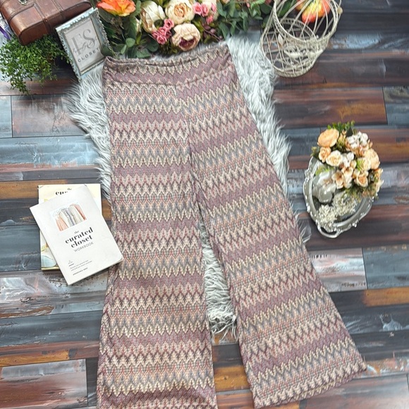 Camille & Co. Chic Zigzag Crochet Knit Patterned wide legged Pants - Picture 2 of 8